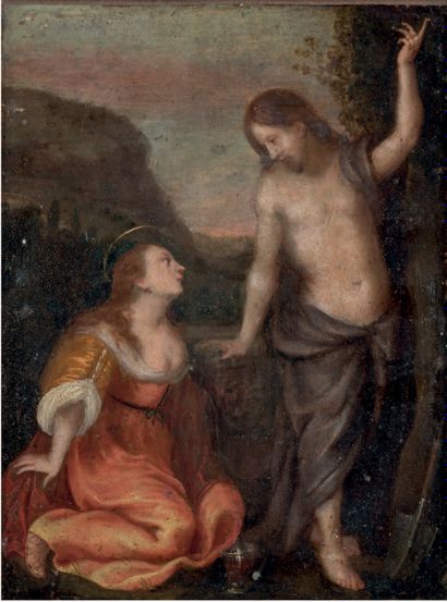 École Française du XVIIe siècle Mary Magdalene and Christ the gardener
Oil on copper
H....