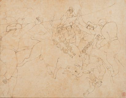 Jean COCTEAU (1889 - 1963) The Death of the Torero or the Death of Granero.
Drawing...