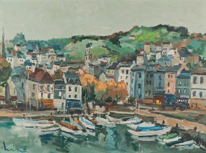 Fernand HERBO (1905-1995) The old basin in Honfleur.
Oil on canvas, signed lower...