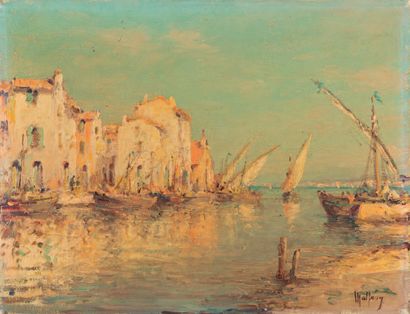 MALFROY. The Martigues.
Two oil on canvas forming a pendant, signed at the bottom...