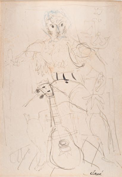 Antoni CLAVE (1913-2005) The Guitarist, circa 1943.
Study for one of the Illustrations...