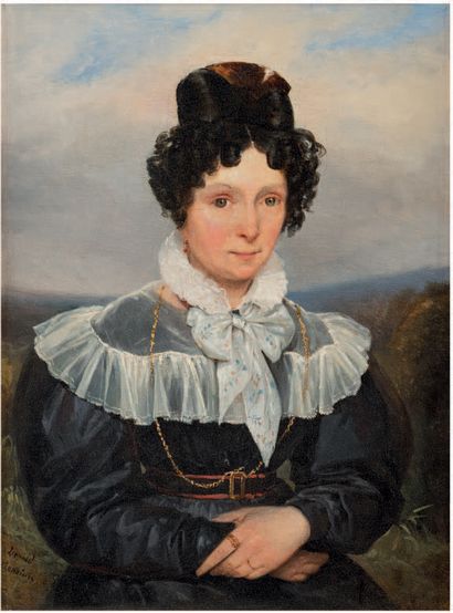 LEPRINCE Léopold. Paris 1800 - Chartres 1847. Portrait de jeune femme en buste sur...