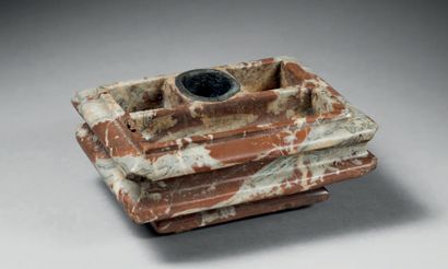 Inkwell in red marble of Flanders, with four...