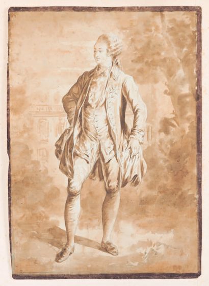 ECOLE FRANCAISE dernier tiers du XVIIIe siècle. Portrait présumé de Louis XVI, debout...