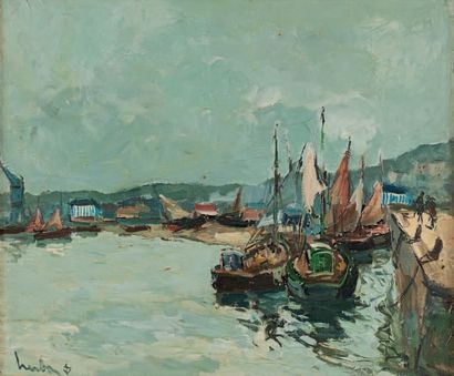 Fernand HERBO (1905-1995) The port in Honfleur.
Oil on canvas, signed lower left.
46...