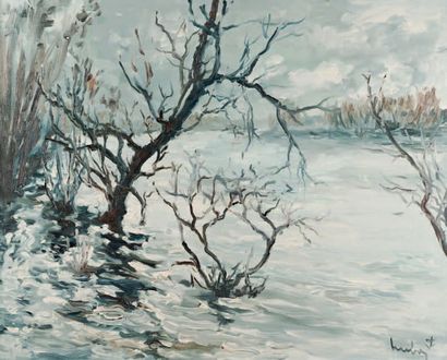 Fernand HERBO (1905-1995) Dans les marais de La Touques.
Huile sur toile, signée...