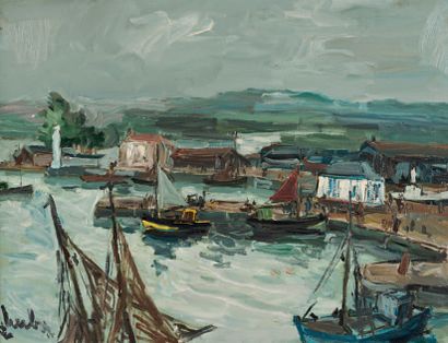 Fernand HERBO (1905-1995) Honfleur view of my studio day of the storm.
Oil on canvas,...