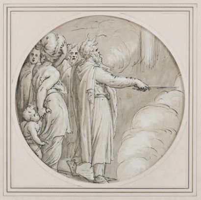ECOLE ITALIENNE seconde moitié du XVIe siècle. Moses parting the waters of the Red...