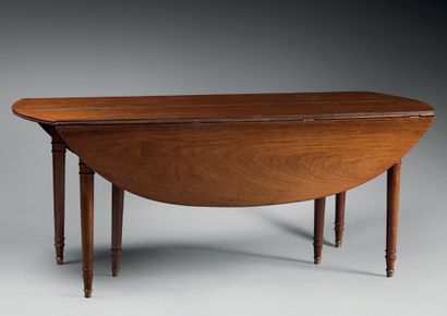Mahogany dining room table with oval top...