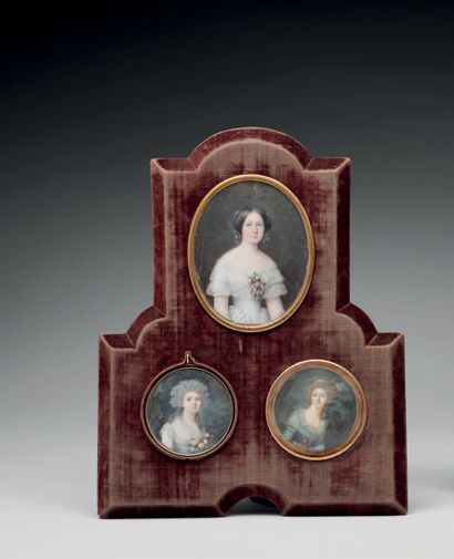 ECOLE FRANCAISE dernier tiers du XVIIIe siècle. Portrait of a woman in bust, a white...