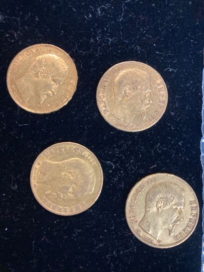 null Quatre pièces d'or de vingt francs Napoléon III (Barbiche)

Poids: 25,66 gr...