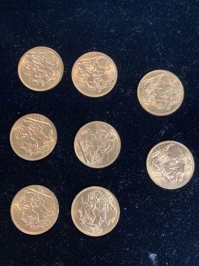 null Huit pièces d'or de souverains.

(usures)

Poids: 63.90 gr.