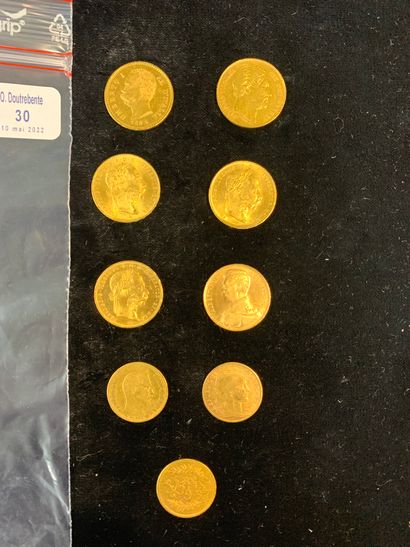null Lot de neuf pièces d'or comprenant:

- Six pièces d'or Union Latine

- Deux...