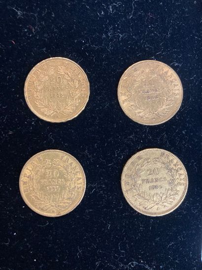 null Quatre pièces d'or de vingt francs Napoléon III (Barbiche)

Poids: 25,66 gr...
