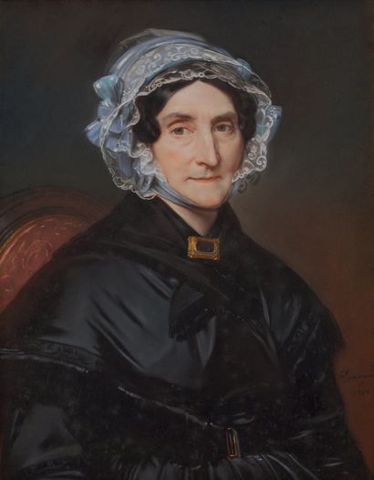 DUVERGIER Portrait de Caroline de Meslon (1777- 1864), 1847.
Pastel, signé et daté...