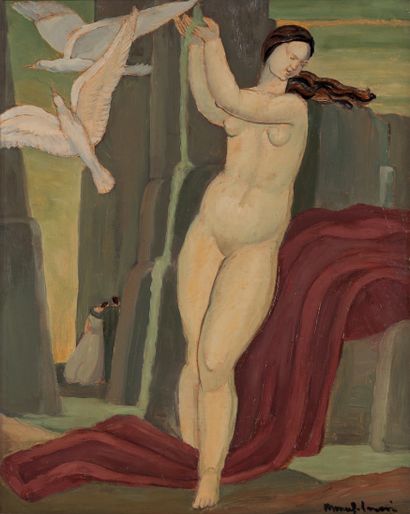 Jules OURY dit MARCEL-LENOIR (1872 - 1931) 
Femme aux deux colombes.



Huile sur...