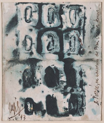 Rafik el KAMEL (1944 - 2021) Sans titre, 1976.
Technique mixte et collage sur toile,...