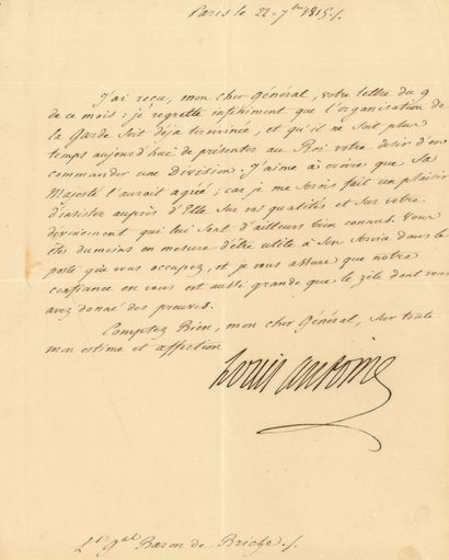 null MISCELLANEOUS. About 75 letters or documents, 19th c.
L.S. by Louis-Antoine...