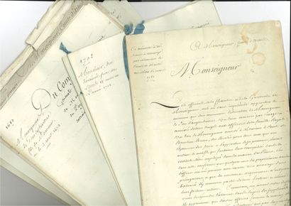 null [CHARLES X (1757-1836) alors comte d'ARTOIS]. Liasse de 11 documents manuscrits,...