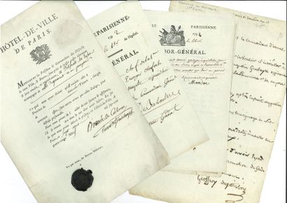 null PARIS. 30 documents (la plupart P.S.), 1789-1815 ; formats divers, quelques...