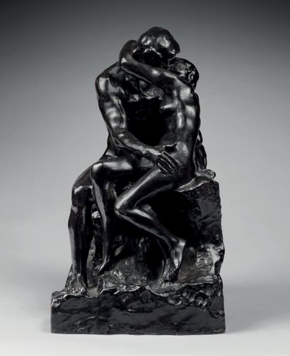D'après Pierre Auguste RODIN The kiss.
Proof in patinated bronze, signed Rodin and...