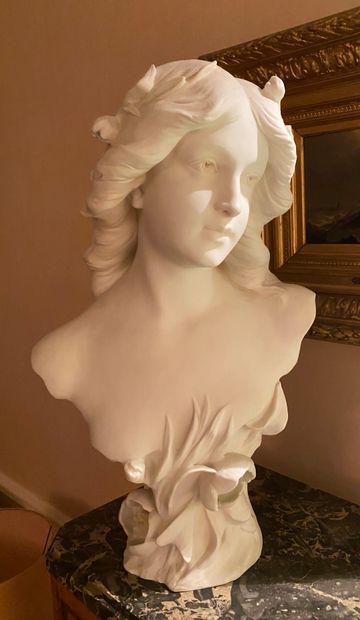 null Porcelain bisque bust of a woman, signed Adolphe Itasse (1830-1893), marked...