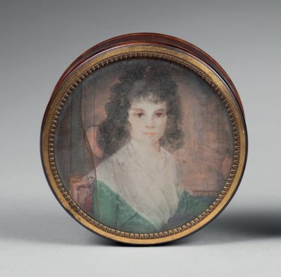 ECOLE FRANCAISE - Dans le goût de la fin du XVIIIe siècle Portrait of a woman in...