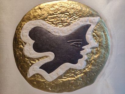 Georges BRAQUE (1882-1963) d'après Greek head - Birds - Bird on green background.
Gold...