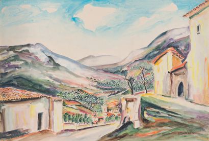 Élisée MACLET (1881 - 1962) Corsican village.
Watercolor, signed lower right.
36...
