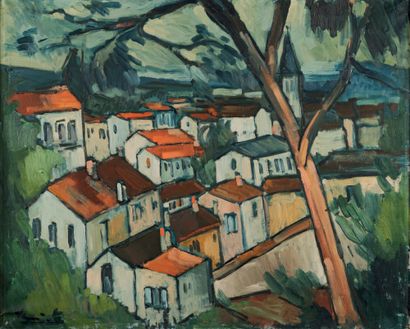 Maurice de VLAMINCK (1876 - 1958) Village, circa 1909.
Oil on canvas, signed lower...