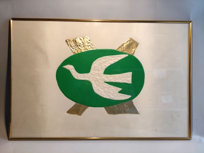 Georges BRAQUE (1882-1963) d'après Tête grecque - Oiseaux - Oiseau sur fond vert.
Estampage...