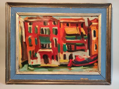 Roberto FERRUZZI (1927 - 2010) Venice.
Oil on canvas, signed lower right, resigned...