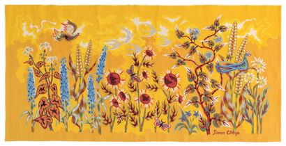 Simon CHAYE (né en 1930) Petit Champ.
Tapestry woven by E. Bonjour.
100 x 200 cm...
