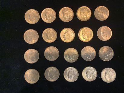 null Vingt pièces d’or de 10 dollars (1907 ; 4x1908 ; 3x1910 ; 2x1911 ; 2 x 1912...