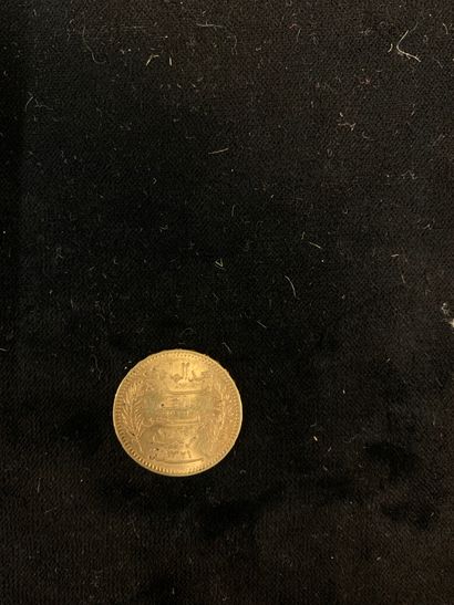 null Une pièce d’or de 20 francs Tunisie. 
Poids : 6,3 gr. 
(Usures)
