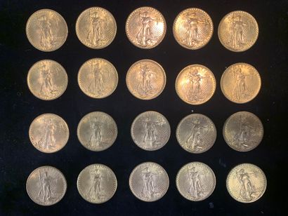 null Vingt pièces d’or de 20 dollars (1907 ; 3x1908 ; 1910 ; 4x1914 ; 1920 ; 1922...