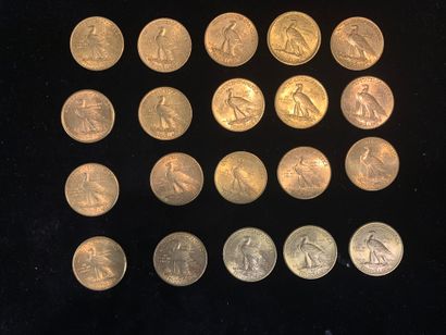 null Vingt pièces d’or de 10 dollars (1907 ; 4x1908 ; 3x1910 ; 2x1911 ; 2 x 1912...