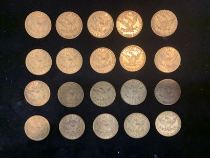 null Vingt pièces d’or de 10 dollars (12x1881 ; 7 x 1882 ; 1x1885). 
Poids : 332,4...