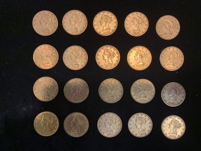 null Vingt pièces d’or de 10 dollars (2x1878 ; 1879 ; 4x1880 ; 2x1887 ; 1888 ; 1889...