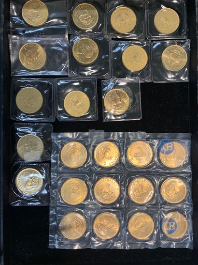 null Quarante cinq pièces d'or de Kruggerand Afrique du Sud
(1x 1971; 9x 1975; 3x1978;...