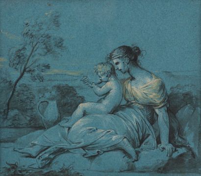 ECOLE FRANCAISE Vers 1800. Entourage de Pierre - Paul Prud'hon (1758 - 1823) Mère...