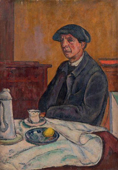 Henri HAYDEN (1883 - 1970) Portrait d'homme au béret, 1911.
Huile sur toile, signée...