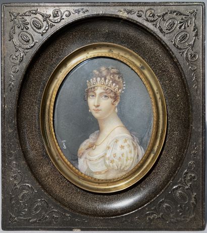 ECOLE FRANCAISE du XIXe siècle. Dans le style du Premier Empire Portrait de l'Impératrice...