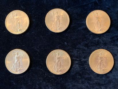 null Six pièces d'or de vingt dollars Eagle (1908; 4 x 1924; 1927)
Poids: 200.63...