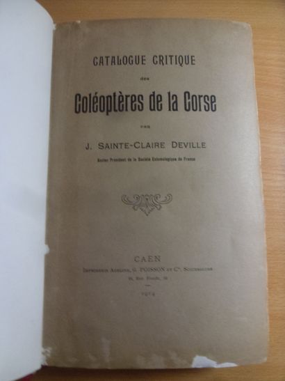 null Catalogue critique des coléoptères de la Corse
J. Sainte-Claire Deville, 130...