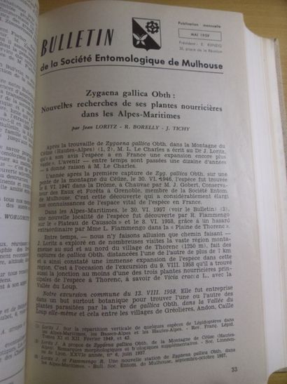 null Un ensemble de Bulletins de la société entomologique de Mulhouse reliés, 1956,...