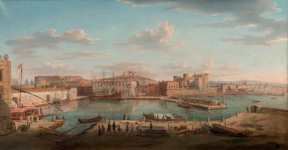 Hendrick Frans van LINT (Attribué à) (Anvers 1684-Rome 1763) Le port de Naples Huile...