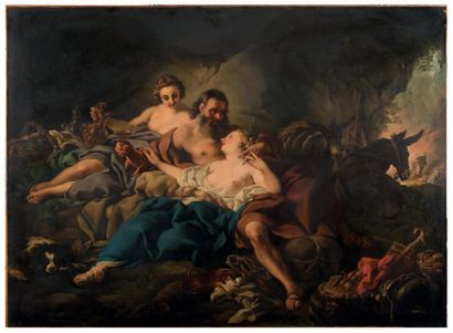 Jean-François DE TROY (Atelier de)(Paris 1679-Rome 1752) Loth et ses filles Huile...