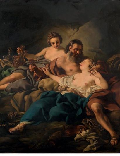 Jean-François DE TROY (Atelier de)(Paris 1679-Rome 1752) Loth et ses filles Huile...