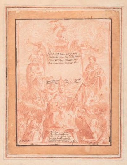 Abraham van DIEPENBEECK (Attribué à) (1596-1675) Étude en rapport avec un frontispice...